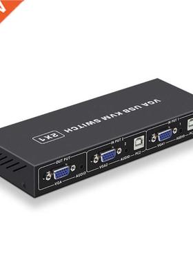 USB KVM Switch Selector 2 In 1 Out Computer Switcher Selecto