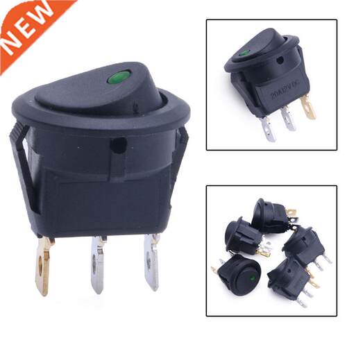 5Pcs 12V Car Round Rocker Dot Boat Green LED Light Toggle ON