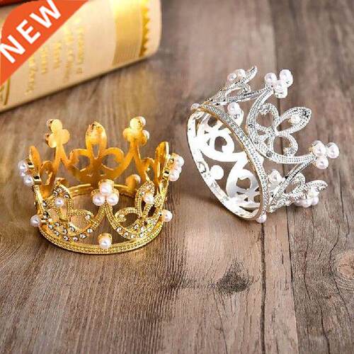 Fashion Mini Glod Silver Pearl Crown Wedding Birthday Party