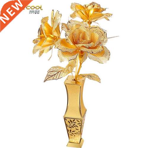 Piececool D Metal Puzzle Golden Rose flower Model  D L