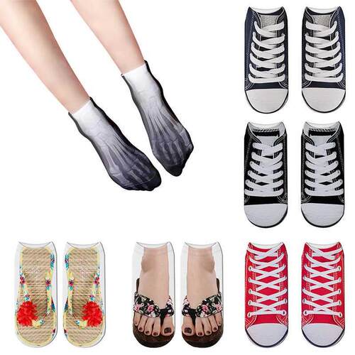 Fashion Shoes Cotton Socks 3D Printed Skeleton Summer Socks
