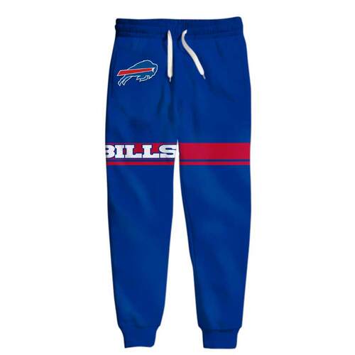 Striped patchwork Fashion Buffalo Set Sweatpants Blue Bills