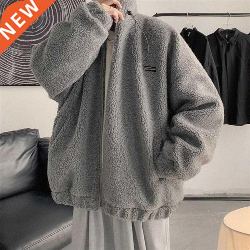 Winter Warm Coats for Men Leisure Lamb Wool Outerwear Male L
