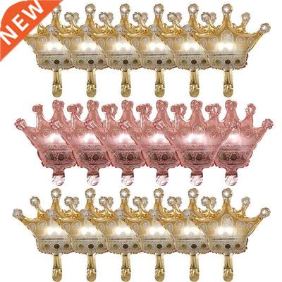 18pcs Mini Crown Aluminum Foil Balloons Gold Pink Blue Crown