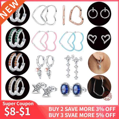 Aros Plata 925 Mujer Love Heart Conch Earring For Women Maki