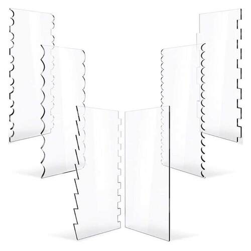 53CA 6Pcs Transparent Clear Acrylic Cake Scraper Set Decorat