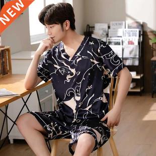 Pullover Silk Men Summer Trousers for Men Pajamas with Short