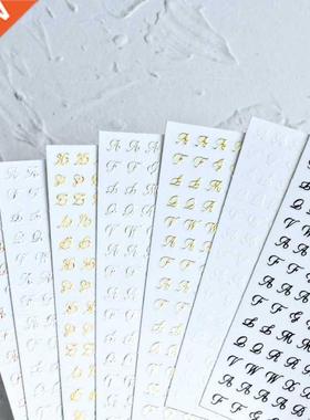 1pcs Russian Letter Nail Stickers Golden Silver Black Alphab