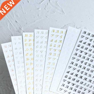 1pcs Russian Letter Nail Stickers Golden Silver Black Alphab