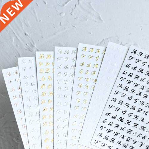 1pcs Russian Letter Nail Stickers Golden Silver Black Alphab