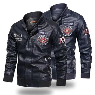 Leather Jacket Men Baseball Jacket Embroidered Pu Coats Men'