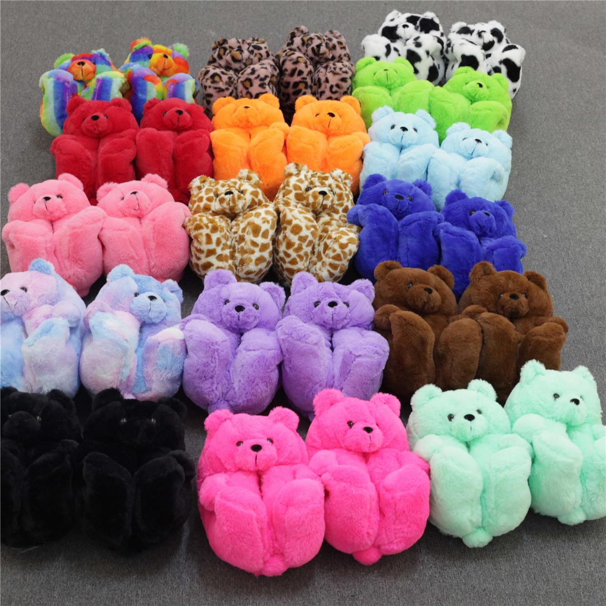 Teddy Bear women christmas plush slippers Cartoon Cute Bear