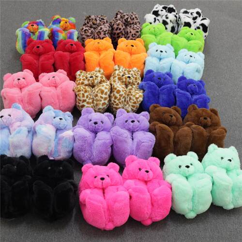 Teddy Bear women christmas plush slippers Cartoon Cute Bear