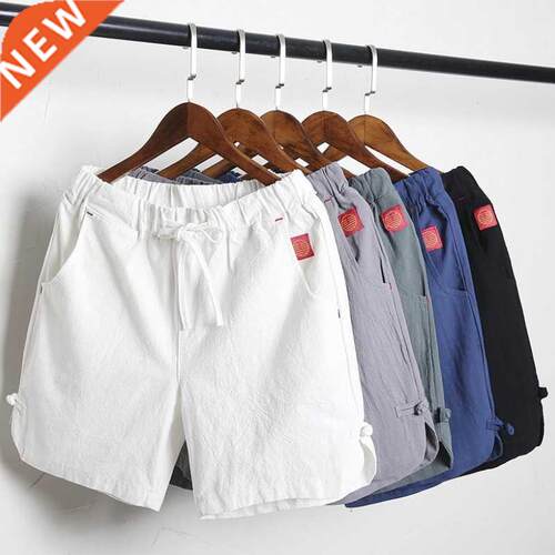 Men's Casual Drawstring Solid Short Pants Comfortable Cotton