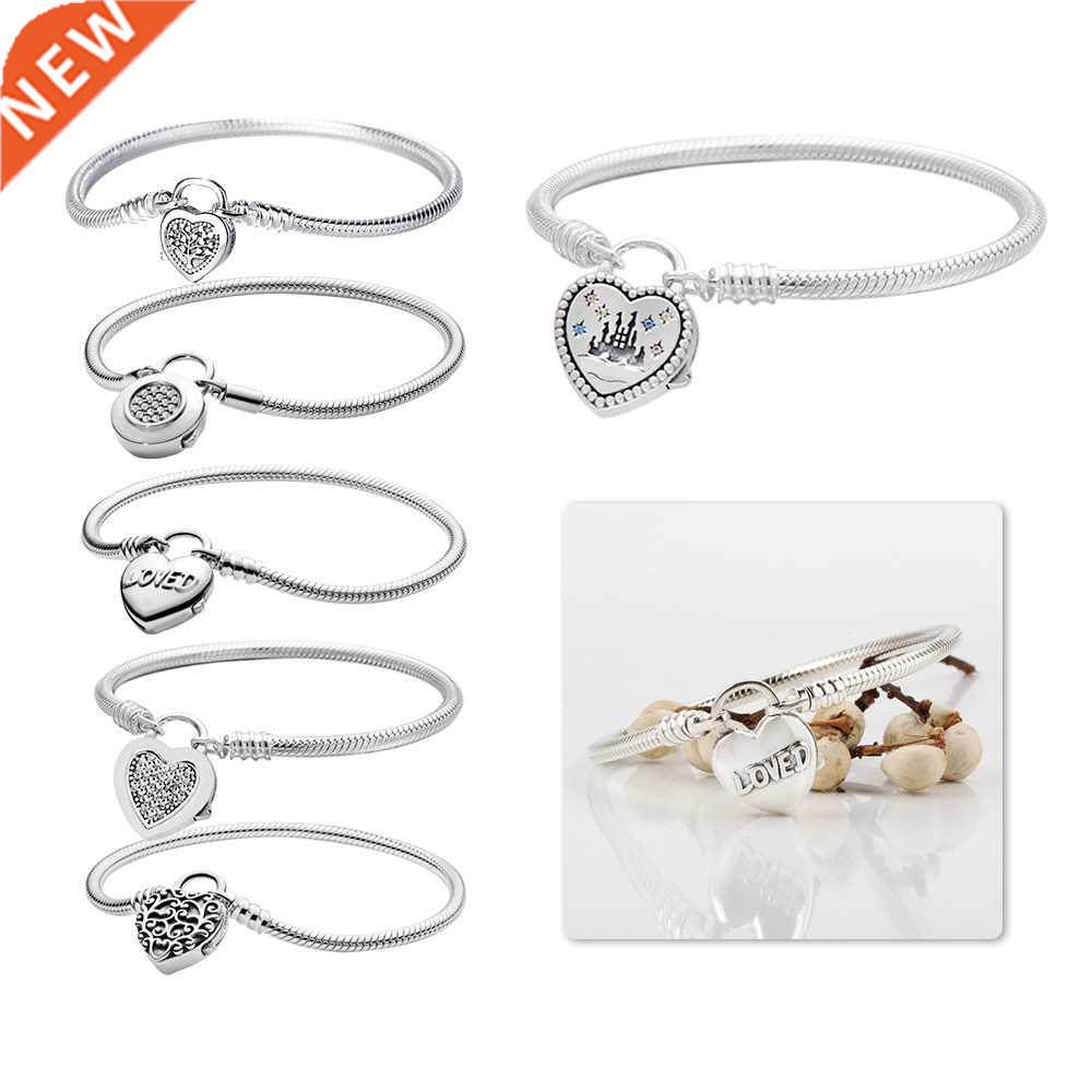 new 925 silver bracelet Lock snake bone chain heart bracelet