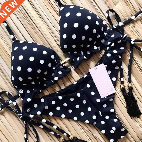 Sexy Floral Print Bikinis Striped Patchwork Swimsuit Women B
