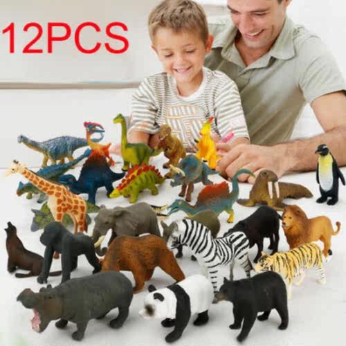 12pcs/set Mini Animal Model Simulation Dinosaurs Marine Anim