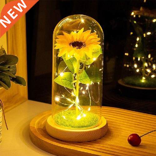 Artificial Led Luminous Soap Flower Sunflower with Dome