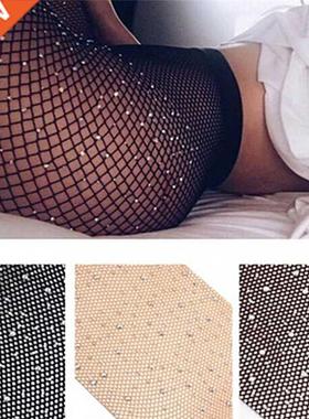 Summer Fishnet Diamond Pantyhose Women Sexy Fashion Shiny Ne