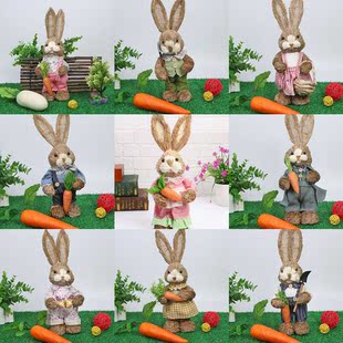 Easter Rabbits Cute Straw Standing Rabbits Bunny Christmas