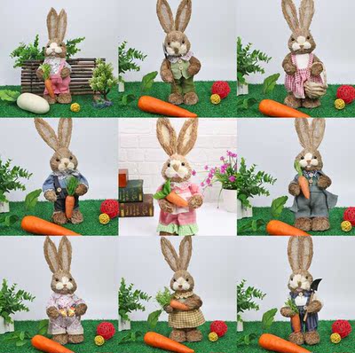 Easter Rabbits Cute Straw Standing Rabbits Bunny Christmas