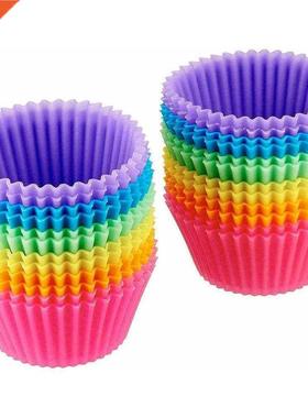 24Pc/Set Silicone Cake Md Round Shaped Muffin Cupcake Baki