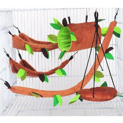 Hamster Hammock House Leaf Drill Tube Tunnel Ropeway Swing