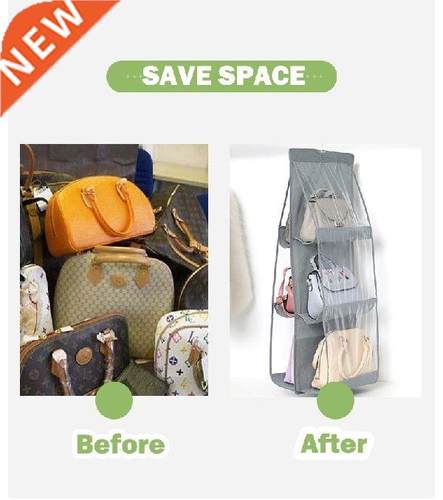 6 Pocket Folding Clear Hanging Bag  Layers Storage Holder