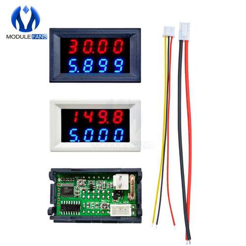 Red Blue Dual Digital LED AMP Display DC Voltmeter Ammeter 4