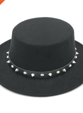 Mistdawn Men Women Ladies Wool Blend Boater Hat Wide Brim Po