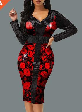 Party Dresses For Women 2021 Fashion Elegant Printed Bodycon