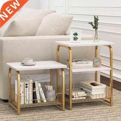 JOYLIVE Wood Marble Texture Coffee Table Cabinet Sofa End Ta