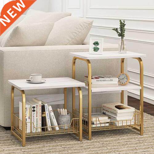 JOYLIVE Wood Marble Texture Coffee Table Cabinet Sofa End Ta