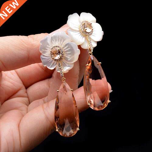 Luxury Beautiful Shell Flower Earring for WomanCubic Zirconi