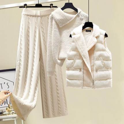 Plus Size Winter Warm 3 Piece Set Women Pullover Sweater + W