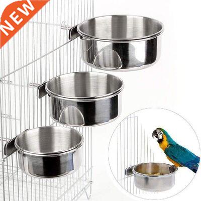 Bird Food Dish Stainless Steel Parrot Feeder Water Cage