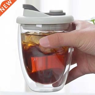 Leak Proof Double Wall Glass Cup With Airtight Silica Gel Li