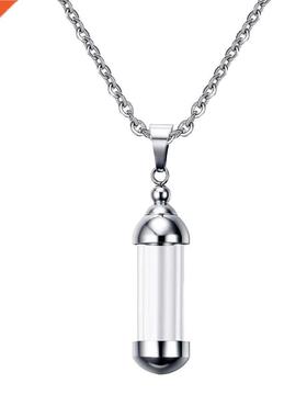 Clear Glass Tube Urn Keepsake Wishing Bottle Stainless Steel