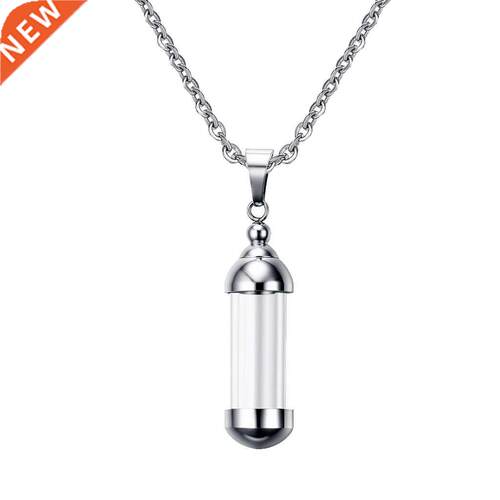 Clear Glass Tube Urn Keepsake Wishing Bottle Stainless Steel