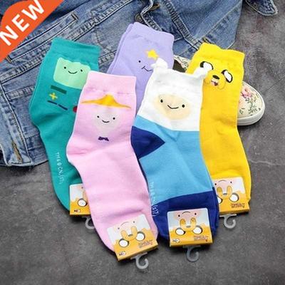 Summer Cute Adventure Time Women Cotton Socks Cartoon Casual