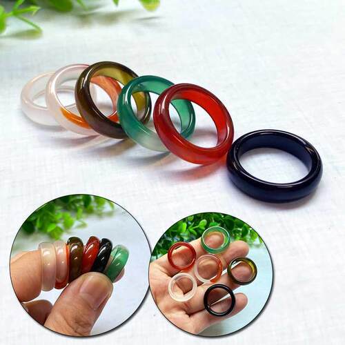 Unisex Natural Ring Multicolor Black Green Red Agates Create