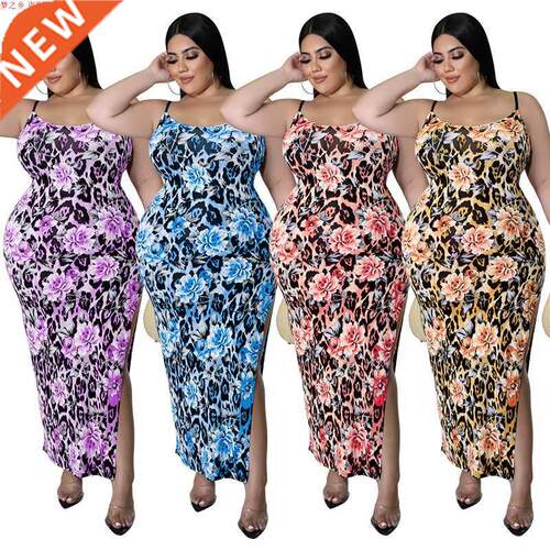 XL-5XL large size summer print strap sexy dress大码连衣裙