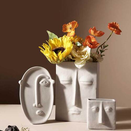 Nordic Creative Ceramic Face Vase Simple Decoration Bedroom