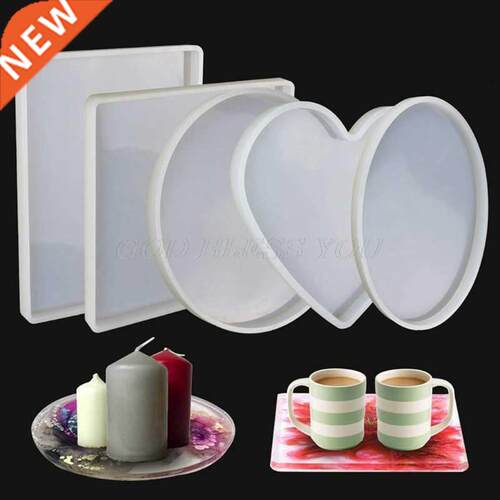 5PCS Large Coaster Silicone Resin Mold Round Square Rectangl