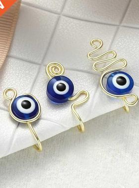 1Pece Evl Eye Stanless Steel Spral Fake Nose Rng Cuff N