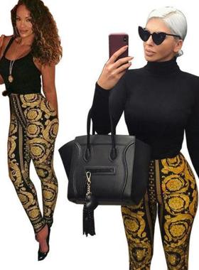 Sexy Womens Printed Casual High Waist Soft Pants Ladies Acti