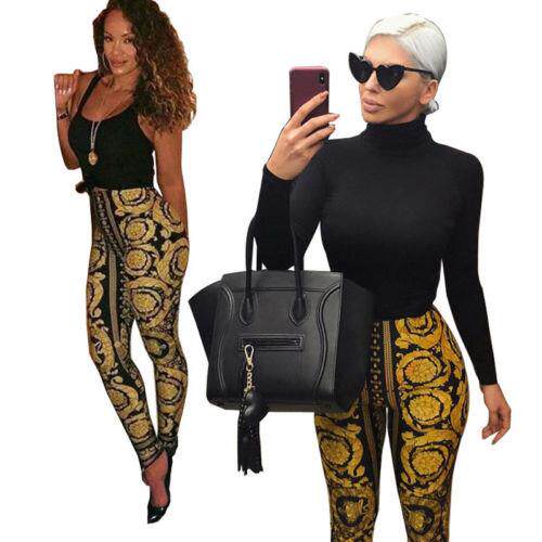 Sexy Womens Printed Casual High Waist Soft Pants Ladies Acti