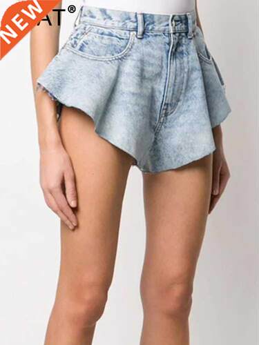 DEAT 2022 new summer fashion mesh clothing light blue denim