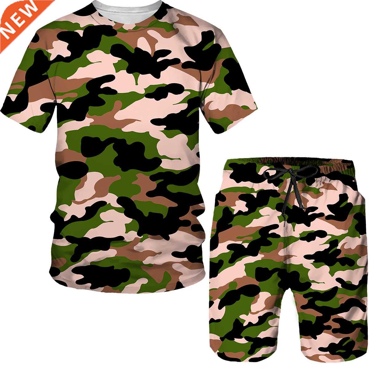 2022 New Men's Short-sleeved T-shirt Suit 3D Printing Summer