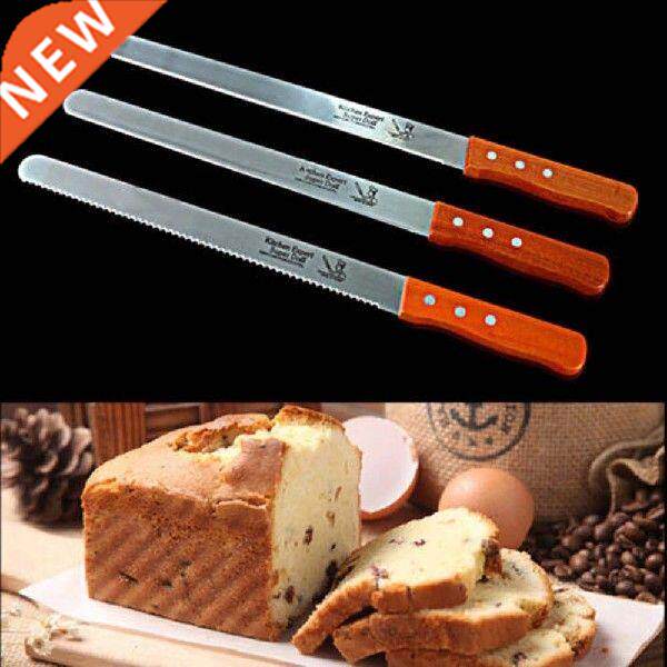 10 inch stainless steel serrated bread knife natural wooden